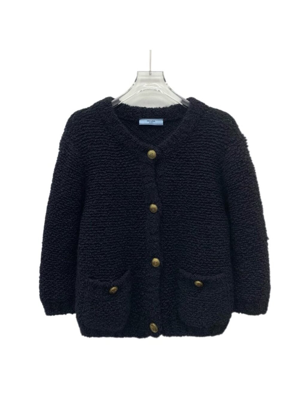 Prada 2023 Black Wool-Blend Cardigan